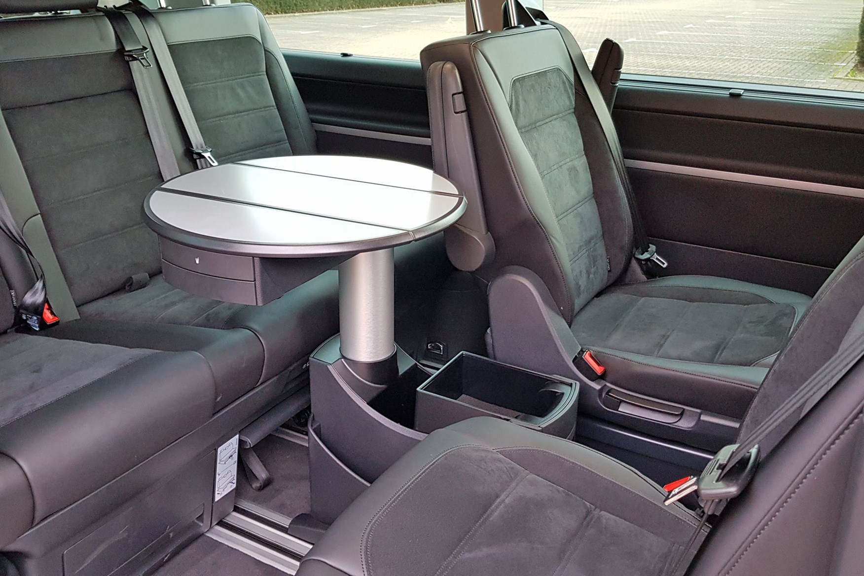 minivan with table
