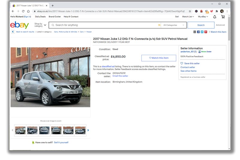 Selling a car on eBay Parkers