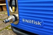 A close up of the Nilfisk logo