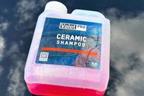 The ValetPRO Ceramic Shampoo bottle on a black bonnet