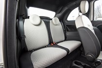 Fiat 500C (2023) review: rear seats, black and white upholstery