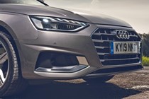 Grey 2019 Audi A4 Saloon front grille and lights