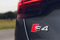 Grey 2019 Audi S4 Saloon rear badge
