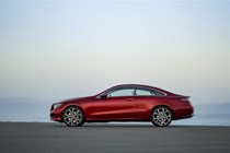 Mercedes-Benz E-Class Coupe 2017, red, side