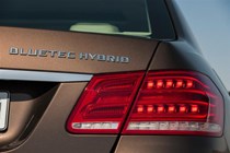 Badging on the Mercedes-Benz E300 BlueTec Hybrid can be deleted if you'd like to see the bootlid