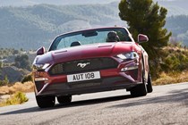 Ford Mustang Convertible facelift 2018, driving front,red