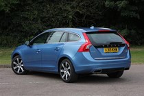 Rear end of the Volvo V60 shows the sloping roofline