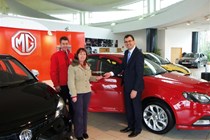Parkers competition winner picks up her MG6 for the year. She also secures free petrol and insurance for the year too.