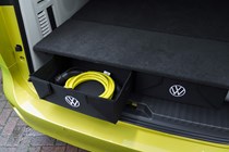 VW ID. Buzz review, storage under boot shelf
