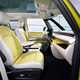 Volkswagen ID. Buzz LWB: front seats, yellow and white upholstery