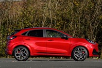 Ford Puma ST (2024) review: side static, red paint