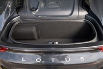 Lotus Emira 2.0-litre (2023): boot space, black upholstery