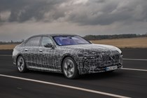 BMW i7 electric car prototype, driving, Parkers