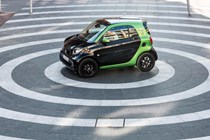 The Smart Fortwo Electric Drive still has its hilarious turning circle of 6.95m