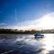 Image of a Ford Puma doing an emergency stop on a very wet surface