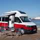Image of a Volkswagen California pitched on a quayside