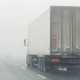 Image of a lorry driving heavy fog