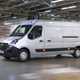 2019 Vauxhall Movano with Side Wind Assistance, front view, silver, driving through warehouse