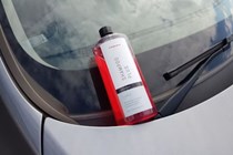 Topaz Car Shampoo Plus on the bonnet of a test car