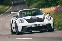 Porsche 911 GT3 RS review - front, Weissach Package, driving
