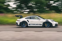 Porsche 911 GT3 RS review - side, Weissach Package, driving