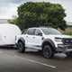 Ford Ranger M-Sport review - white, towing racing car trailer
