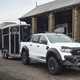 Ford Ranger M-Sport review - white, towing a horsebox