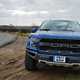 Ford F-150 Raptor review - blue, front view, parked off-road in the UK