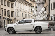 Mercedes X-Class X 350 d V6 pickup review - side view, in city