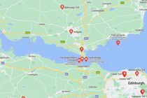 Google snip of Forth Road Bridge and surrounding area