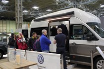 VW Grand California campervan makes UK debut at CCM Show 2019 - public queuing to see new factory-built camper