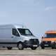 VW Crafter vs Mercedes Sprinter - both together, front view