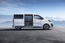 All-new Vauxhall Vivaro on-sale in 2019 - side view, white, one door open