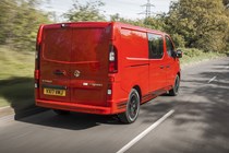 Vauxhall Vivaro Limited Edition Nav review - red, rear view, driving