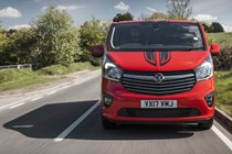 Vauxhall Vivaro Limited Edition Nav review - red, front view, graphics