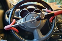 steering wheel lock on a Nissan