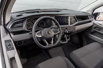 VW Transporter T6.1 facelift - panel van cab interior, showing whole dashboard