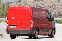 Renault Master, Nissan NV400, Vauxhall Movano 2019 facelift spy shot - rear view, showing unchanged back end