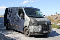 Renault Master, Nissan NV400, Vauxhall Movano 2019 facelift spy shot - grey, front view