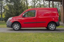 Nissan NV250 small van, L1, side view, red