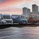 2019 Fiat Ducato MY20 - three vans in front of cityscape sunset