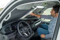 VW California T6.1 campervan - 2019, 2020, dashboard, steering wheel, infotainment, windscreen blinds