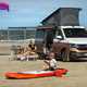 VW California T6.1 campervan - 2019, 2020, front view, on beach, with family