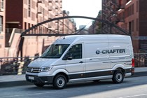 VW eCrafter, silver, driving - electric van guide (2019)