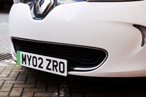 Green numberplate on a Renault Zoe