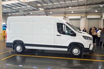 LDV Maxus Deliver 9 - side view, white, in factory in China, 2020