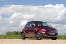 Red Fiat 500 front