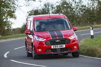 Ford Transit Connect Sport long-term test review - front view, Race Red, driving round corner