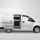 Nissan e-NV200 Bevan Group Voltia high-volume conversion, side view with sliding door open, white, 2020