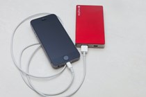 iPhone being charged from a power bank